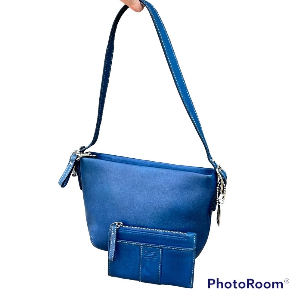 Vintage Coach Legacy Mini Duffle bag Blue Leather - Picture 10 of 10